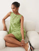 lace shift mini dress in green