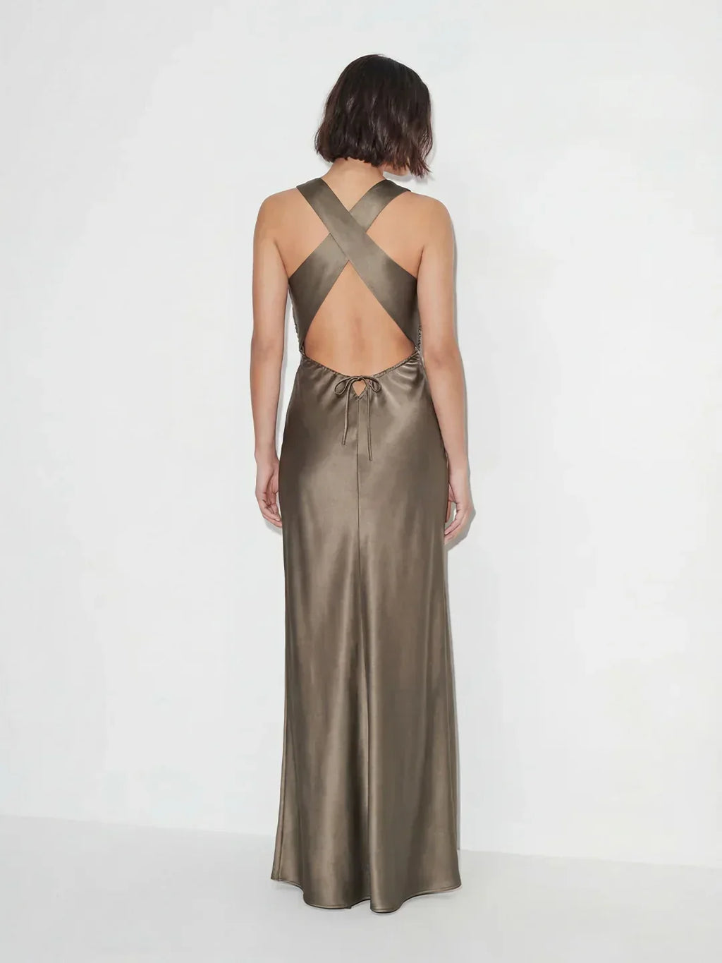 Elegant Cowl Neck Satin Gown