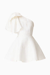 Saffron Asymmetrical Mini Dress in White