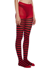 Diva Hex Appeal Striped Tights - Red/Black