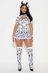 Cow Queen 5 Piece Costume Set - White/Black