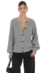 Braid Cable Knit Cardigan in Gray