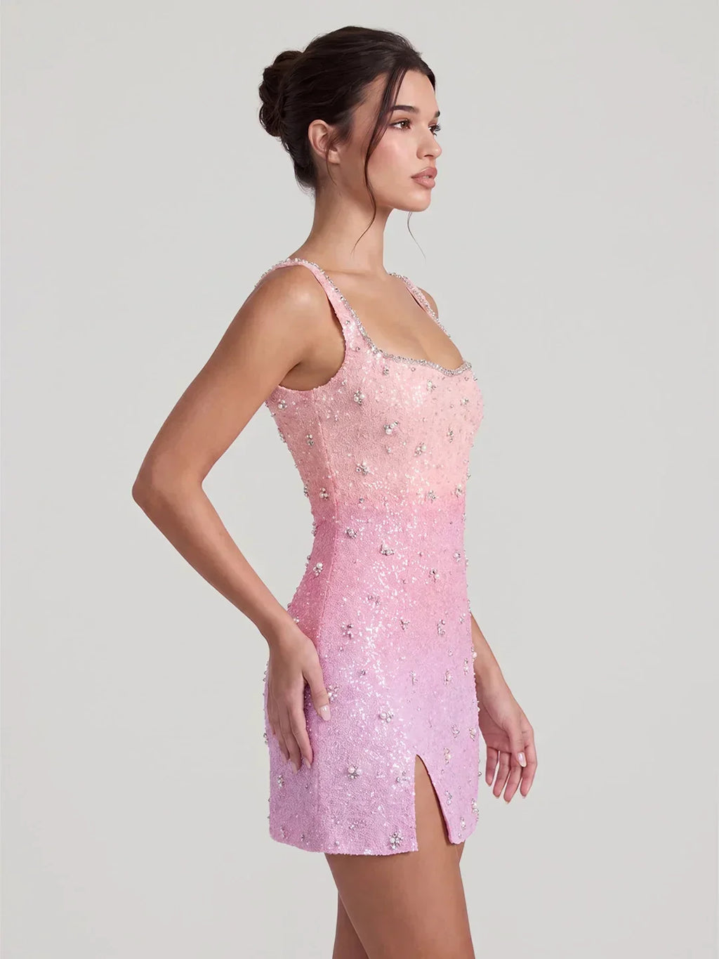 Dazzling Ombré Sequined & Beaded Mini Dress