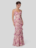 Floral Lace V-Neck Open Back Mermaid Prom Dress
