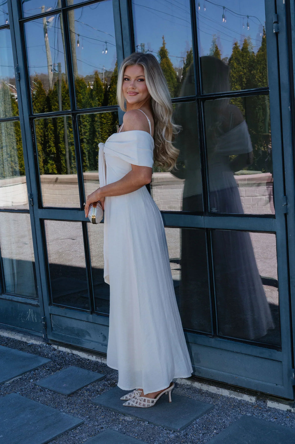 Lana Bow Dress-Cream
