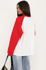 Take Her Out Long Sleeve Tee White/Red
