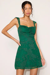 Arlene Emerald Green Floral Jacquard Mini Dress