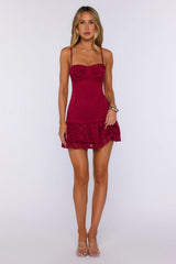 Love In Motion Lace Mini Dress Red