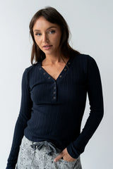 Mckayla Textured Top in Navy