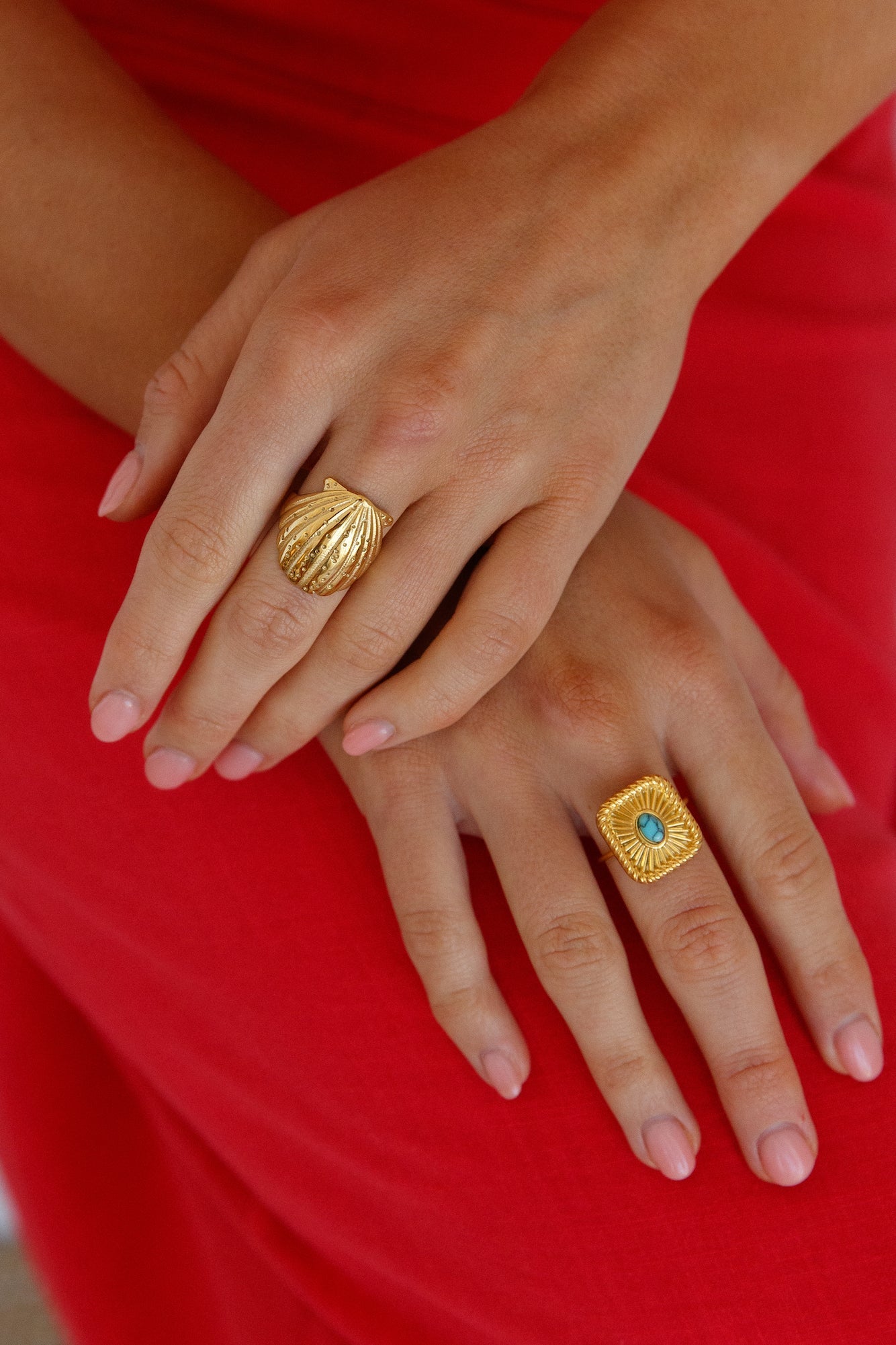 18K Gold Plated Shimmering Treasure Ring Gold