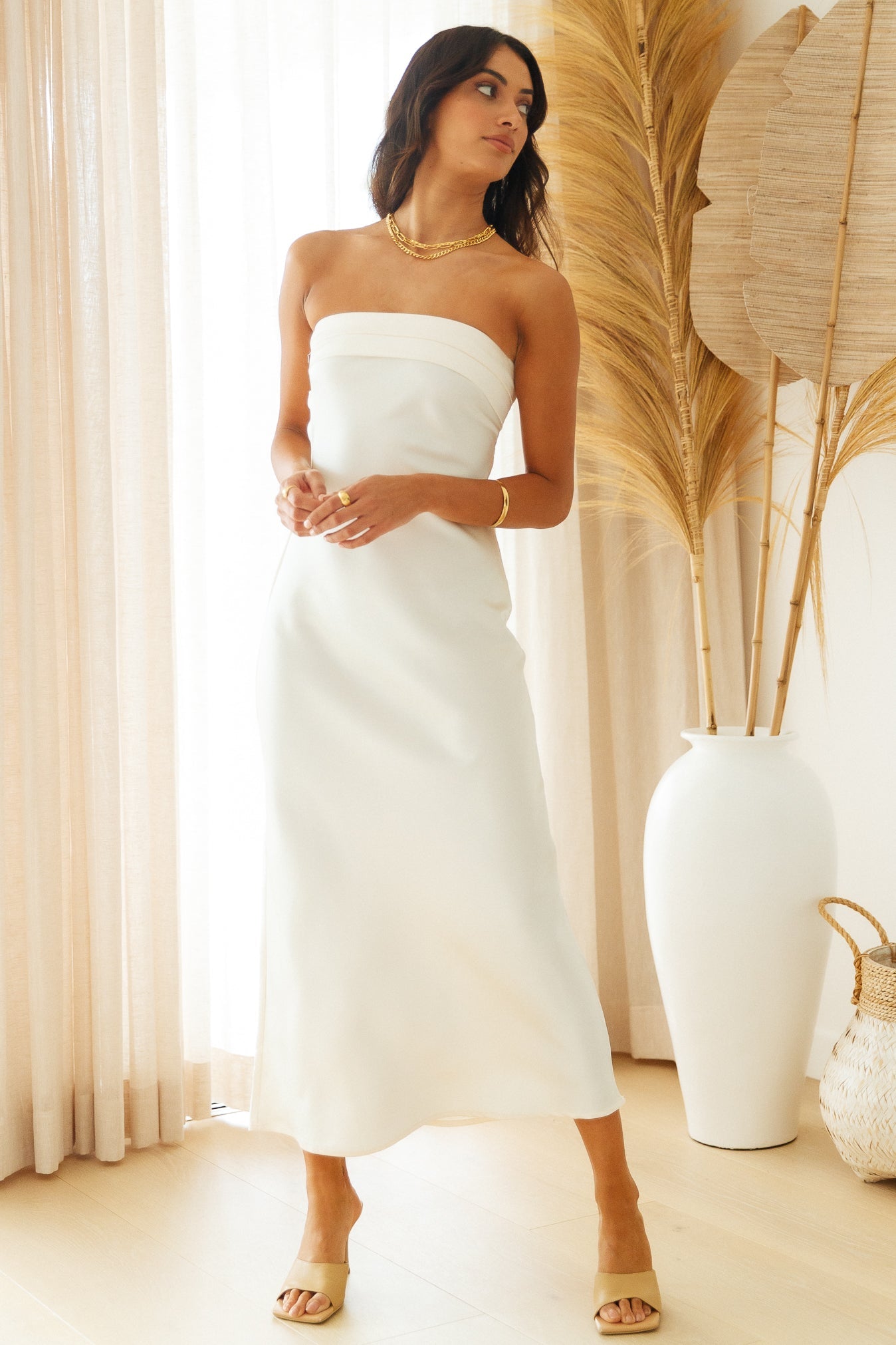 Gleam In Gold Maxi Dress Champagne
