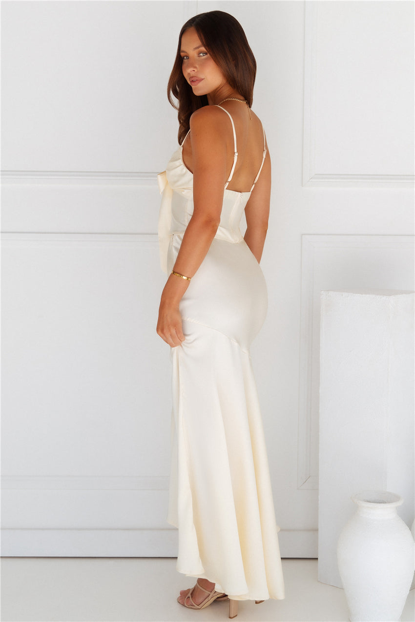 Lit From Within Satin Maxi Skirt Butter