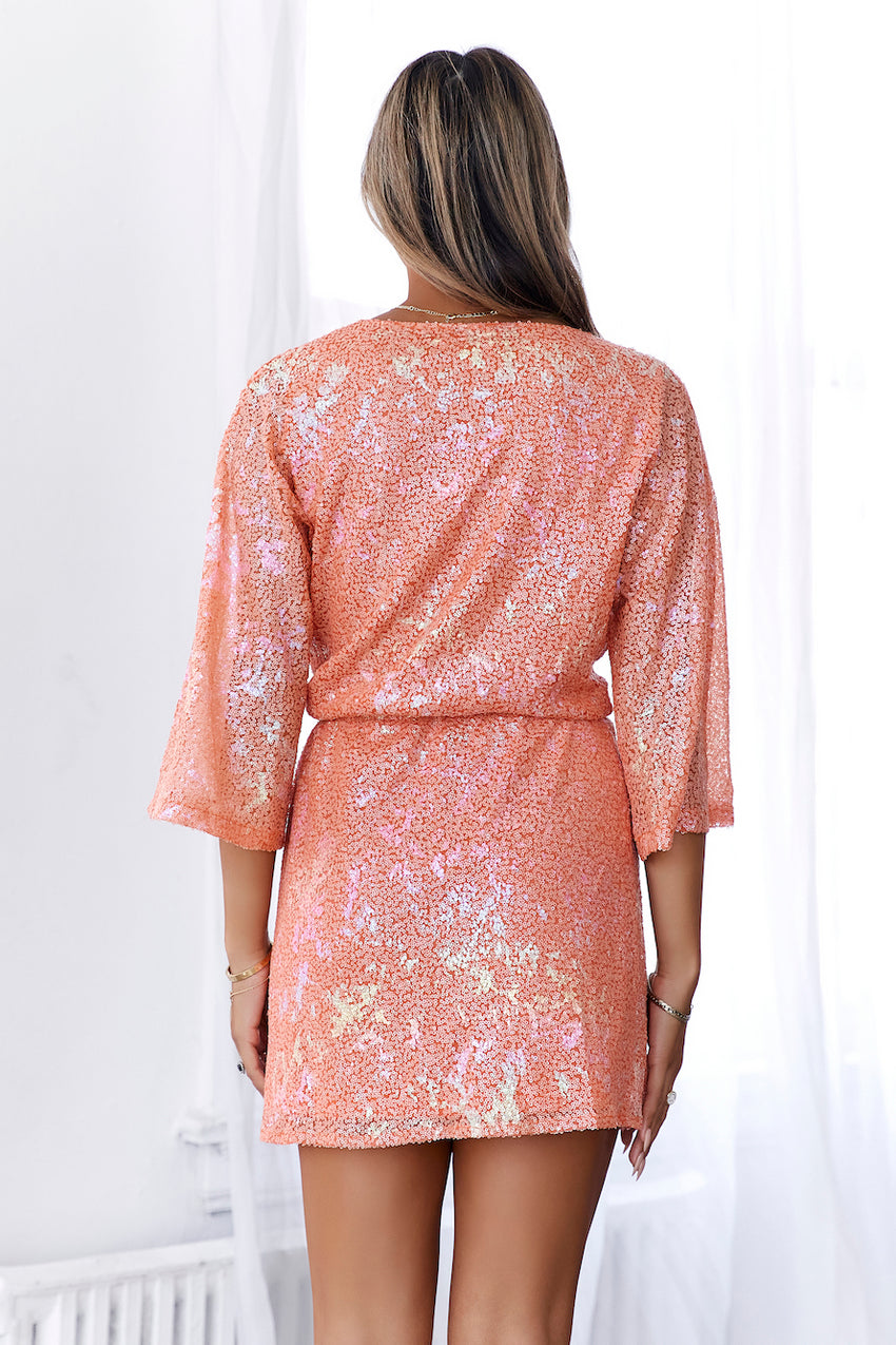 Fade In Dress Orange Sequin