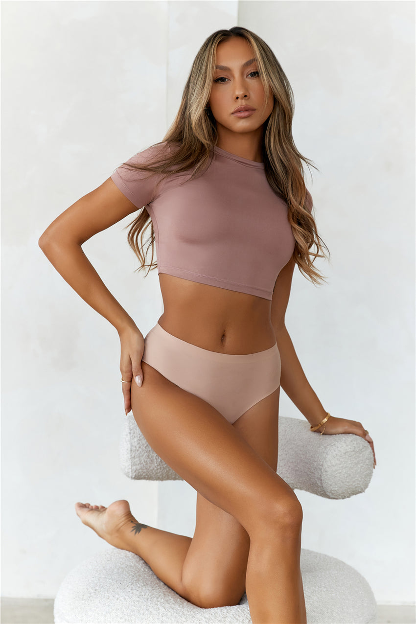 BASE Contour The Baby Tee Crop Top Mocha