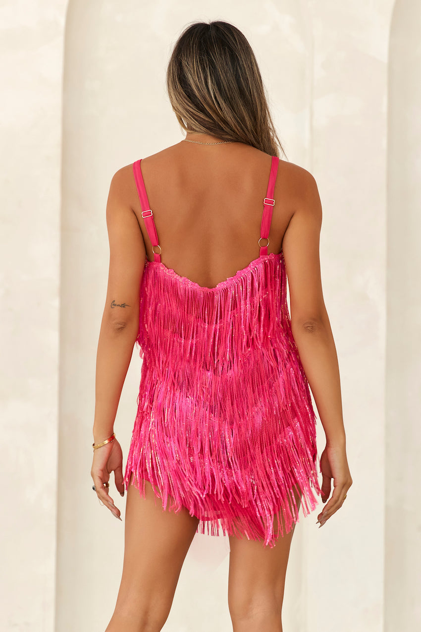 Music Festival Sequin Mini Dress Pink