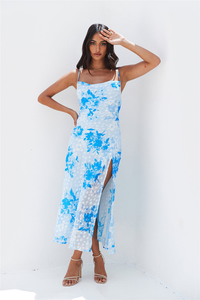 Into Spring Midi Dress Blue