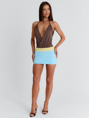 Angelain Mini Dress Brown Splice