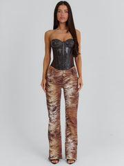 Ellise Corset Top Brown