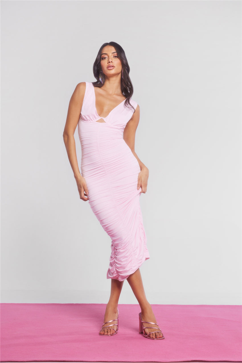 Bring On The Night Midi Dress Pink