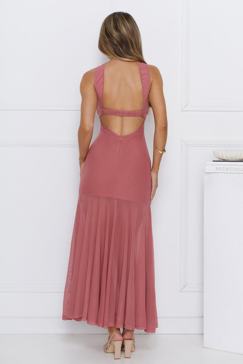 East Coast Edge Mesh Maxi Dress Plum