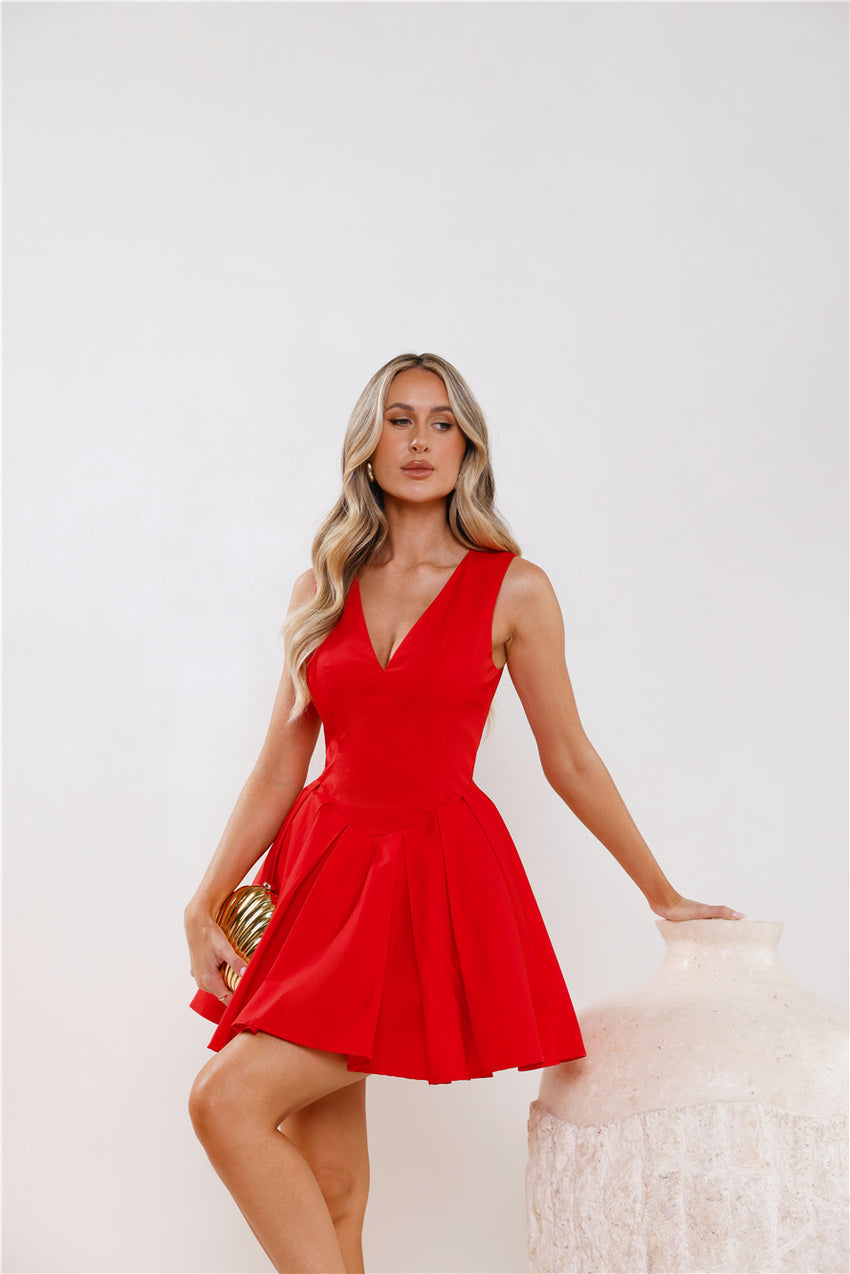 Charming Girl Mini Dress  Red