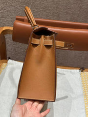 HM Kelly 32cm Bag Gold Epsom Silver Hardware