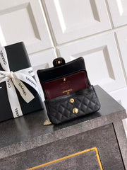 Chanel Bag 12.5cm Black Gold Lambskin