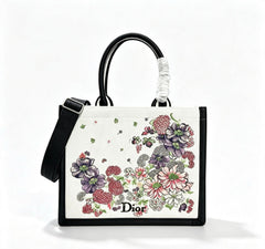 CD Book Tote With Strap Dior Hortensia Garden Embroidery Canvas 163495
