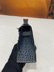 HM Kelly 22cm Dark Blue-Gray Patent Corocodile (Production needs 12 days to complete)