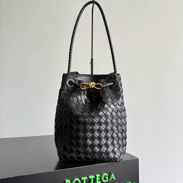 BV Andiamo Small Bucket Bag Black 30cm Lambskin 855757