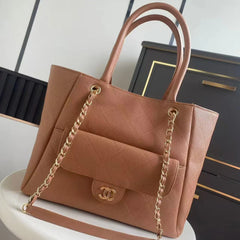 CC 2026 Shopping Bag 39cm Brown Grained Calfskin