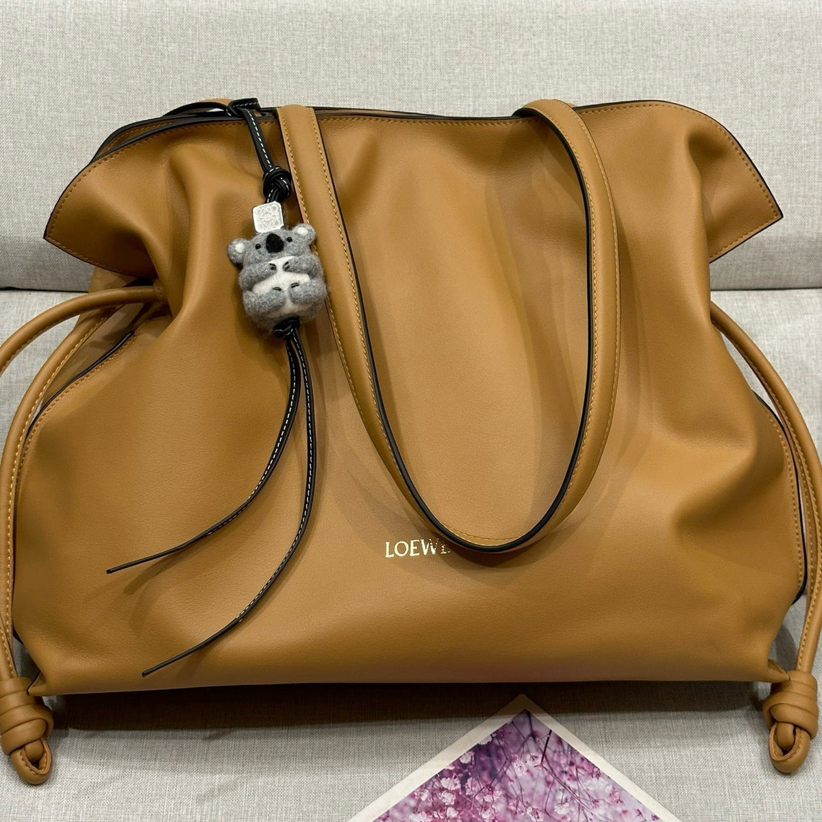 Loew Beige Large Flamenco Puffer Shoulder Bag