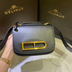 DX Lingot Small Shoulder Bag D Buckle 20.5cm Black Calfskin