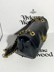 Vivienne Westwood Medium Anita Shoulder Bag Black Shiny Lambskin