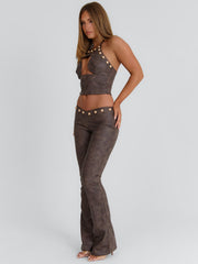 Kamaris Crop Top Brown