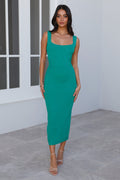 Cloudy Corners Midi Dress Green