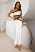 Intricate Love Satin Maxi Dress Champagne
