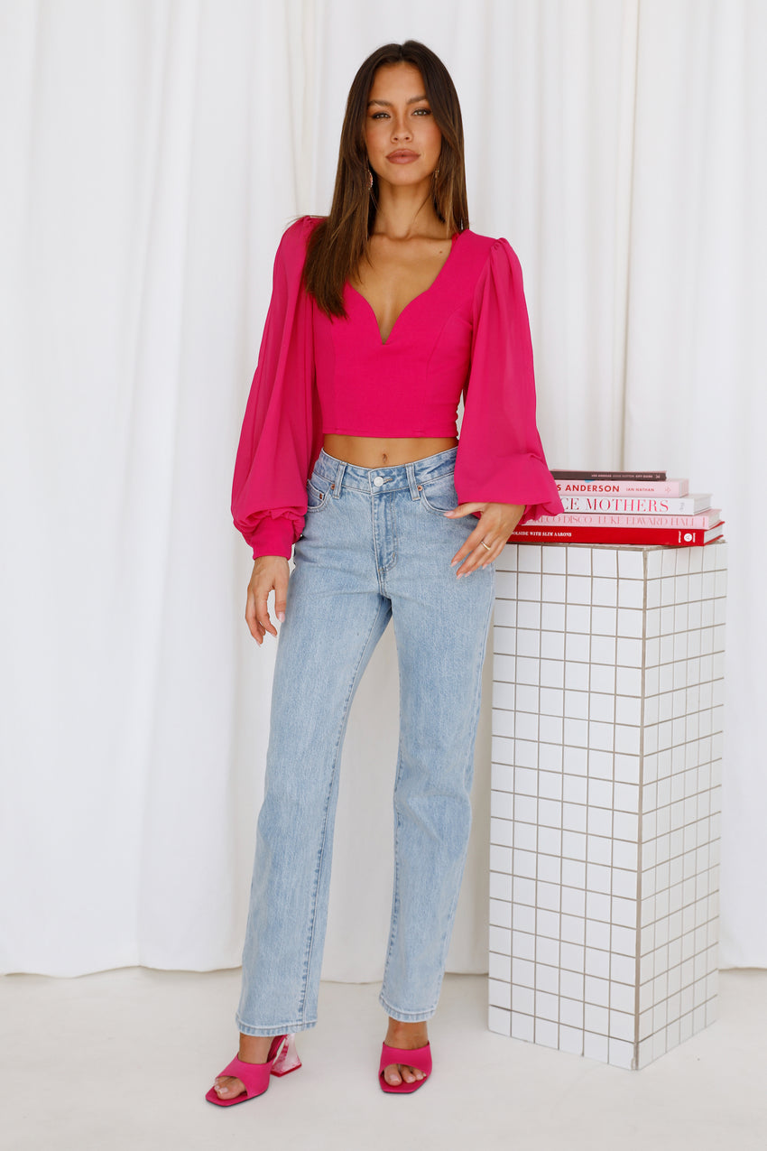 High Straight Leg Denim Jeans Frost Blue