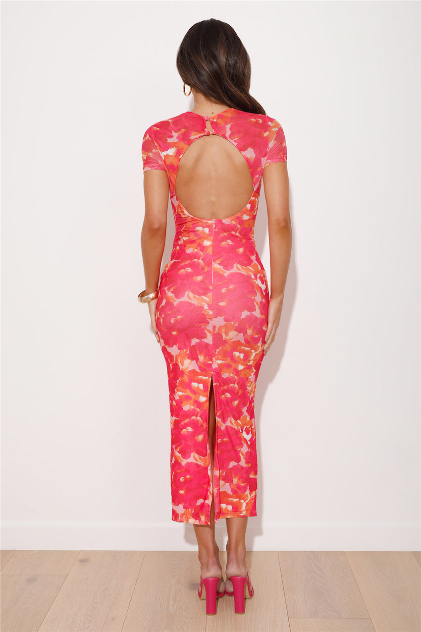 Girl Is Bright Mesh Maxi Dress Pink