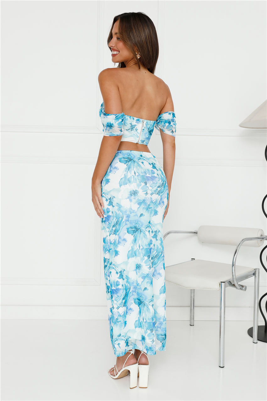 Let's Coordinate Mesh Maxi Skirt Blue