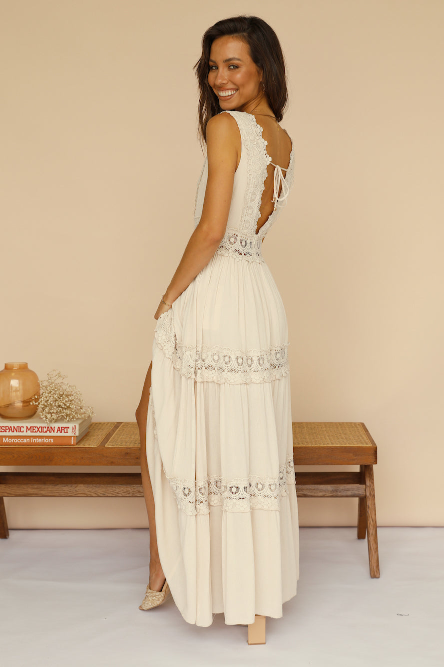 Playing Games Maxi Dress Beige