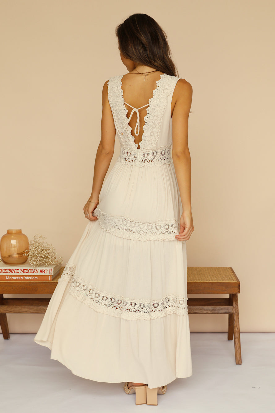 Playing Games Maxi Dress Beige
