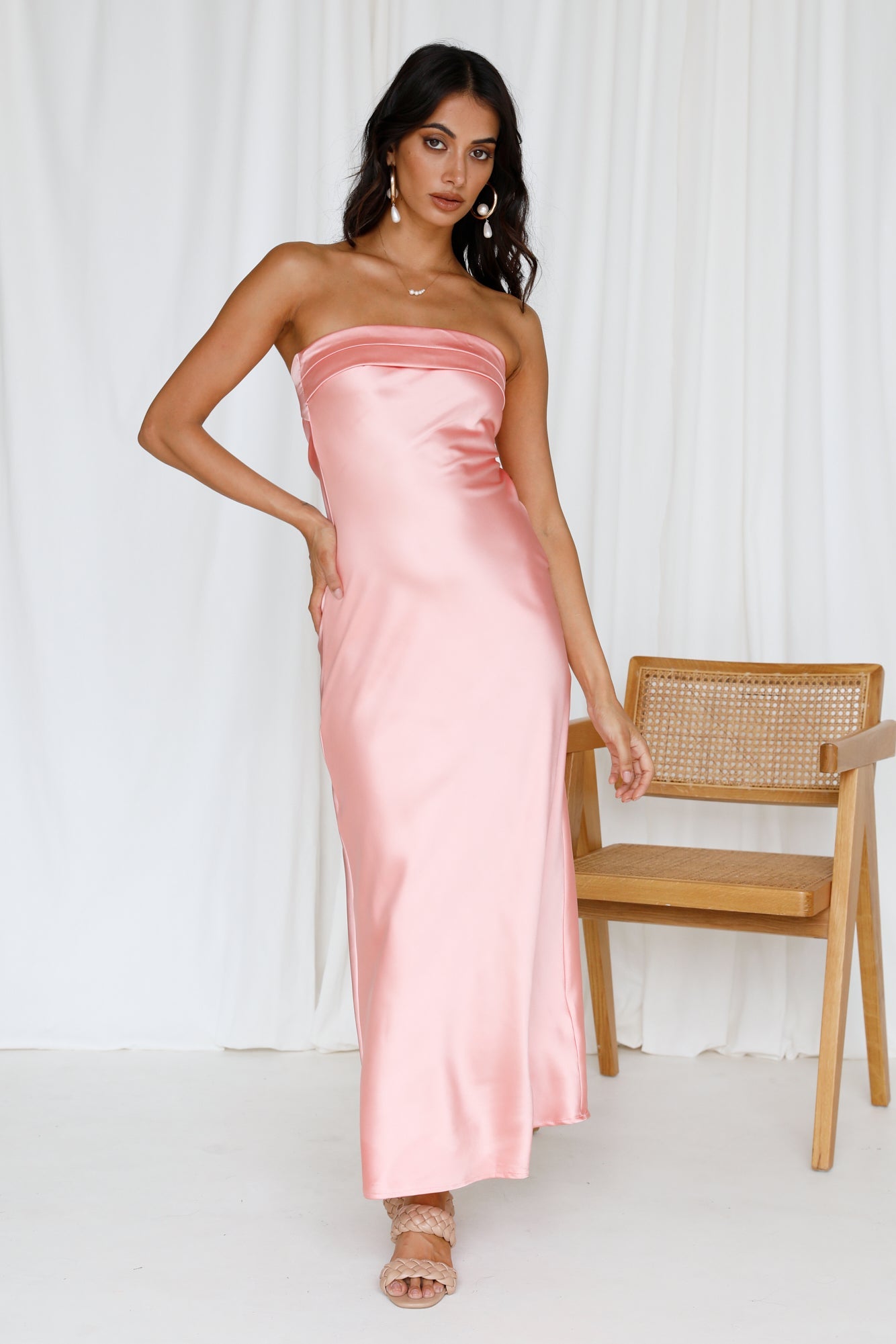 Gleam In Gold Maxi Dress Pink