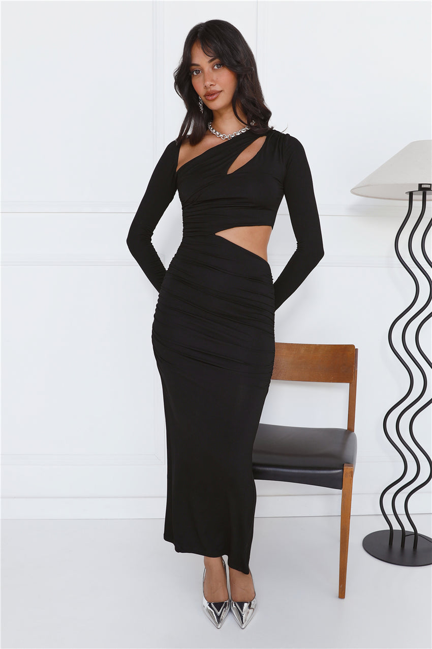 Experience Me Long Sleeve Maxi Dress Black
