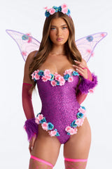 Fluttering Flirt 7 Piece Costume Set - Purple