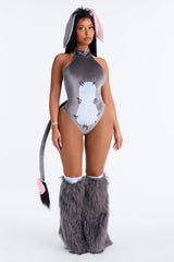 Pout And Play 3 Piece Costume Set - Grey