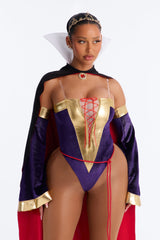 Crowned In Sin Evil Queen 5 Piece Costume Set - Purple/combo