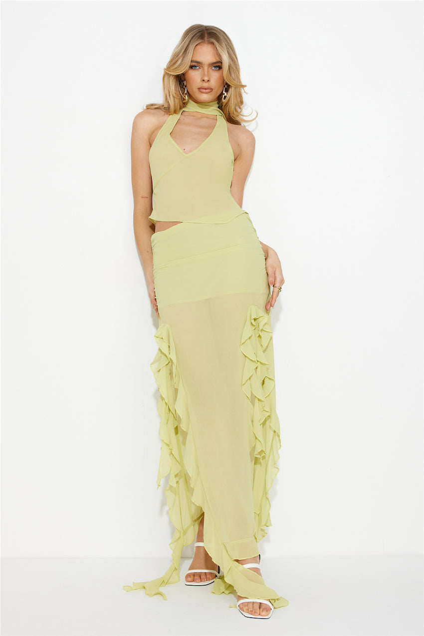 LIONESS Rendezvous Halter Top Lime