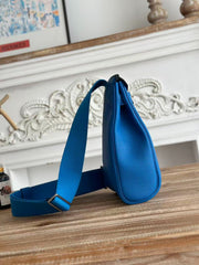 HM 25 Hac a Dos PM Bag Blue Silver Togo Leather