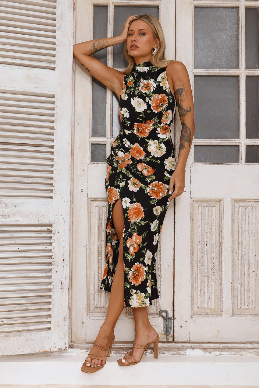 Love From Far Midi Dress Black